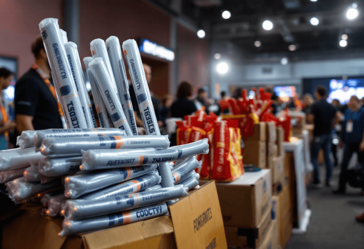 Bâtons de supporter gonflables prêts à être distribués